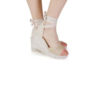 Espadrilles Woven Platform Wedges Women Pink